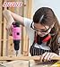 DIFFLIFE 147 Piece Pink Power Drill Drivers Tool Set with 12V Cordless Drill, Professional Household Home Tools Kit Set, DIY Pink Electric Drill Cordless Hand Tool Box for Women