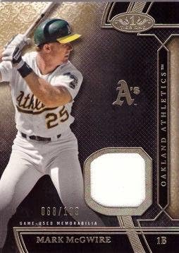 2015 Topps Tier One Relics #TSR-MM Mark McGwire Game Worn Athletics Jersey Baseball Card - Only 199 made!