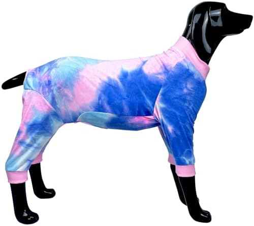 Dog Pajamas Large Sized Dog Tie Dye Dog Onesie Dog Shirts for Large Dogs Girl Boy Dog Jumpsuits 4 Legs Dog Pjs (2XL, Pink)