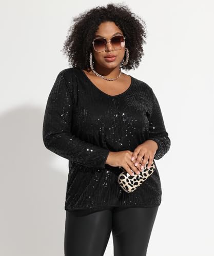 RITERA Plus Size Tunic Tops for Women Long Sleeve Shirts Pleated Front Casual V Neck Flowy Blouse Fall Winter 14W 28W Xl-5Xl2