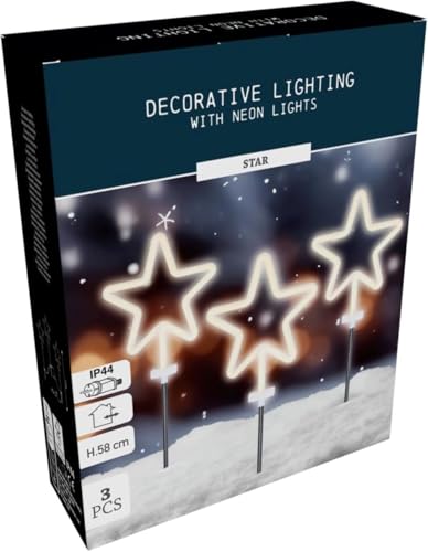 Preisvergleich Produktbild Mojawo 3er Leuchtstern Set LED Neonbeleuchtung Weihnachtsbeleuchtung Neonstern Weihnachtsdeko IP44