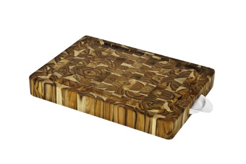 Proteak 20 by 14-Inch by 2-1/2-Inch Carving Board With Juice Canal and Porcelain Cup, End Grain