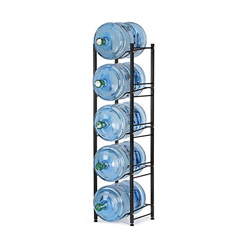 Nandae Water Cooler Jug Rack, 5-Tier Heavy Duty Water Bottle Holder Storage Rack for 5 Gallon Water Dispenser, Save Space (Black Brown)