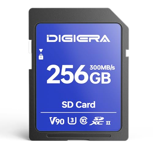 DIGIERA 256GB LSU200 SDXC UHS-II �������[�J�[�h - �ő�300MB/�b�AC10�AU3�AV90�A8K�ASD�J�[�h �R���s���[�^�[�A�f�W�^���J�����A�z�[���V�A�^�[�f�o�C�X�A�J�[�i�r�Q�[�V�����V�X�e���p (1�p�b�N)