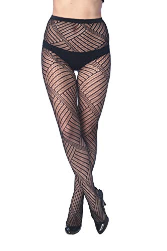 Frenchic Fishnet Lace Stocking Tights Extended Sizes (Pack Of 6) (S/M), Black #TOP1