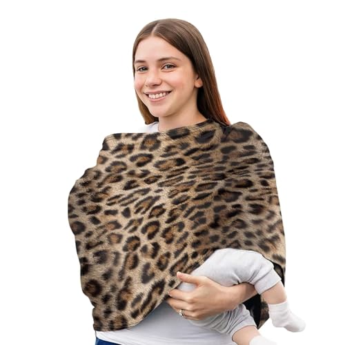 Image of Forchrinse Cheetah Baby Car Seat Canopy Soft Nursing Breastfeeding Cover Stroller Cover Baby Car Seat Cover for Boys Girls