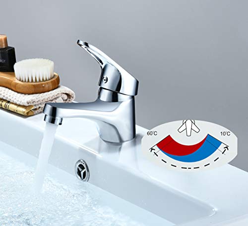 Grifo de lavabo Latón, Agua Fría y Caliente,Grifo Baño Clásico,Cartucho 40 mm.