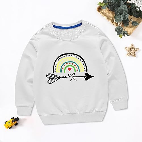 Toddler Boys Girls Sweater Autumn/Winter Rainbow Print Long Sleeve Round Neck Hatless Sweater Party (White, 3-4 Years)3