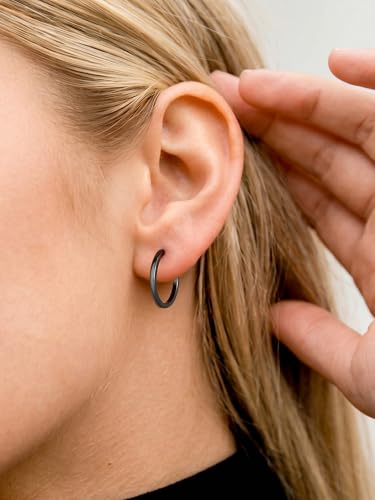 Image of ChicSilver 925 Sterling Silver Huggie Hoop Earrings Small Hoop Earrings for Women Hypoallergenic Silver Huggie Earring Cartilage Earrings for Women (6 /8 /10 /12 /14 /16 /18 /20MM)