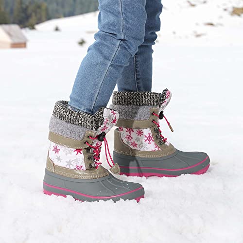 DREAM PAIRS Boys Girls Snow Boots Water-Resistant Outdoor Warm Cozy Anti-Slip Mid Calf Faux Fur Lining Insulated Winter Shoes for Little/Big Kids,Size 10 Toddler,White/Fauxia,KMONTE-1 by DREAM PAIRS - Image 2