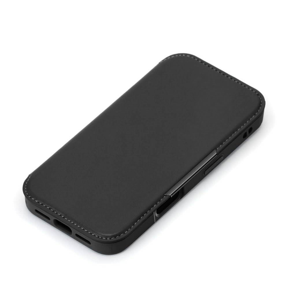 iPhone16 用 ガラスフリップケース ブラック PG-24AGF01BK