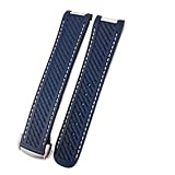 Cinturino for orologio in gomma e silicone da 20 mm compatibile con Omega, Seamaster 300 AT150, Aqua Terra Ultra Light 8900, cinturino fibbia in acciaio(Blue-White Line,20mm NO Buckle)