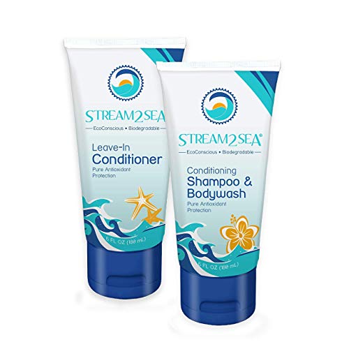 Stream2Sea Leave-in Hair Conditioner with Conditioning Shampoo & Body Wash - Natural, UV Absorbent Paraben-Free Hair Care - Conditions, Detangles & Cleanses Hair & Body - Sulfate Free & Paraben Free