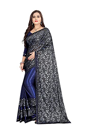 Sari Banarasi extensible lycra bleu confortable taille unique