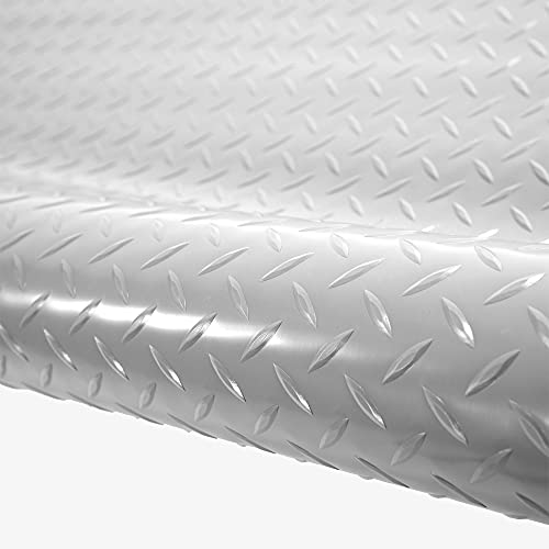 Incstores 2.5Mm Thick Commercial-Grade Nitro Roll Garage Floor Mat | Flexible Vinyl Floor Mat For A Stronger And Safer Garage, Workshop, Or Trailer | Diamond-Plate, Stainless Steel, 8' X 25' #TOP3
