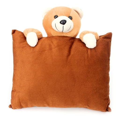 Image of Tickles Soft Teddy Cushion Stuffed Plush Pillow Toy for Kids Boy & Girls (Size: 33 cm Color: Brown)