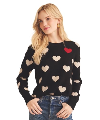 Womens Cashmere Heart Crewneck Sweater