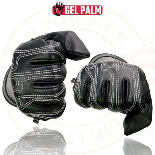 Image of Milwaukee Leather Men's Leather Motorcycle Gloves - Gel Padded Palm, Adjustable Wrist, Riding Gloves - 5X-Large
