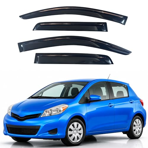 Image of IG Window Visors Fit for 2012-2018 Toyota Yaris Hatchback, Out-Channel Rain Guards Vent Wind Deflectors 4PC, Car Accessories for 12-18 Yaris Hatchback (Excludes Sedan)