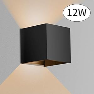 GROOFOO 12W LED Wandlampe Innen Aussen Aluminium Moderne Wandleuchte Up Down Einstellbarer Abstrahlwinkel Wasserdichte Wandlicht Warmweißes Licht für Wohnzimmer, Schlafzimmer, Flur