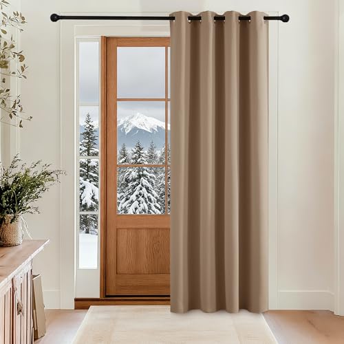 KGORGE Türvorhang Kälteschutz Wohnzimmer - 1 Stück H 230 x B 140 cm Blickdichte Gardinen Modern Thermovorhang mit Ösen Verdunklungsvorhänge Kälteschutzvorhang, Cappuccino