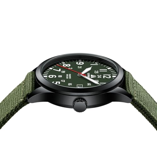 Image of LN LENQIN Mens Watches Unisex Military Sport Nylon Strap Stylish Luminous Fashion Analog Quartz Watch for Men Waterproof Army Tactical Casual Wristwatch