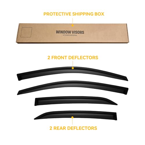 Image of Window Visors for Toyota Corolla 2009-2013, Rain Guards Shields Vent Deflector Shade Dark Smoke 2010 2011 2012, Tape-On, 4PCS
