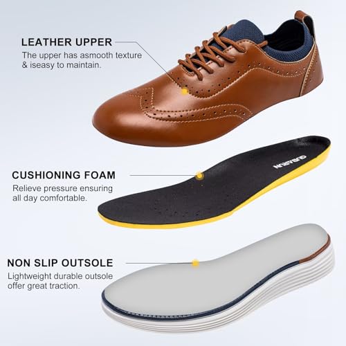 GUBARUN Men's Dress Sneakers Leather Oxfords Shoes Business Wingtip Casual Walking Shoes2