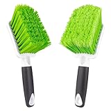 ITTAHO 2 Pack Car Wash Brush, Tire Brush for Cleaning Tires, Soft & Stiff Bristle Wheel Cleaner, Car Cleaning Supplies for Wheels, Rims, Carpet, Truck, SUV, Moto, RV, Motorcycle