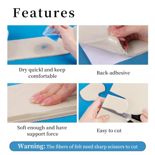Image of Pllieay Adhesive Felt Premium Grade, Orthopedic Felt Roll 1 /4 inch x 6 inch x2.5yd | Light Brown Felt Sheets, Quality Rayon Blend Adhesive Felt Roll for Provide Cushioning and Support in Pain Foot