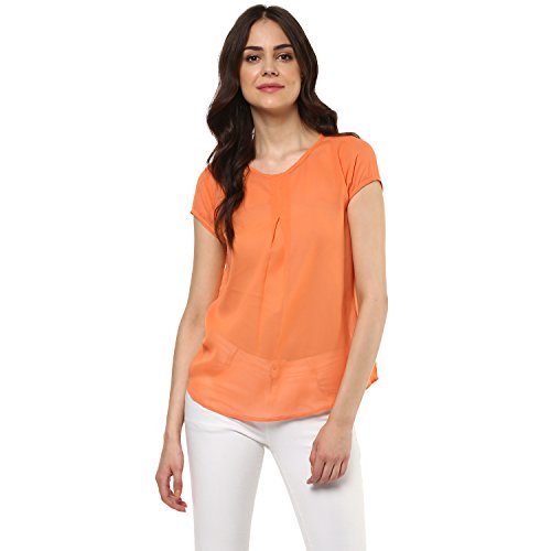 Image of mayra Women's Georgette Orange Color Short Sleeve Top