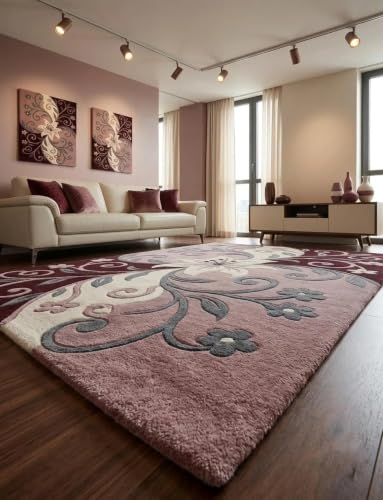 Image of Hand Tufted Premium Wool Floral Vine Design Carpet, Traditional Botanical Pattern Carpet for Living Room, Bedroom, Office & Home Decor Size 12x18 Feet