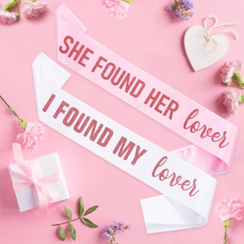 Diartpaint Bridal Shower Party Favor Pink Bride and Bridesmaid Sash Set Bridal Shower Party Decoration She Found Her Lover Sashes with Bride to Be for Bach Engagement Team Bride Decor