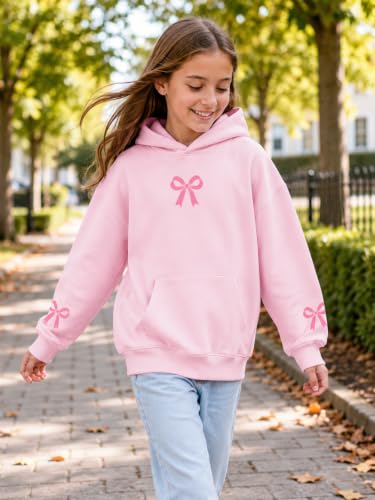 QIXYN Girls hoodies Bow Graphic Long Sleeve Hooded Sweatshirt Pullover Tops - image 3