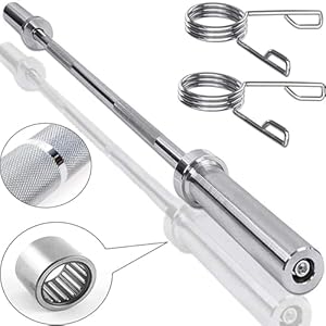 MAXSTRENGTH Olympic 2″ Barbell Bar With Spring Lock Collars ideal for Weight Lifting Bodybuilding Chrome Mens Workout Fitness Training Heavy Duty Exercise Equipment