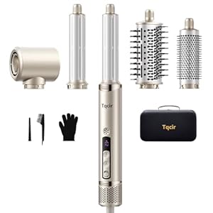 Tqcir 5-in-1 Professional Hair Dryer Brush, Powerful Multi-Styler with Auto-Wrap Curlers, Fast Drying Curling Straightening Volumizing Without Heat Damage, Storage Case Best Gift for Girl/Women