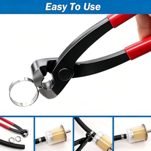 Image of Ear Clamp Pliers 9 Inch Front and Side Jaw Hose Clamp Crimping Tool Carbon Steel Pinch Clamp Pliers Install Remove Clamp Nail Puller Tool for repairing pipes, fuel lines