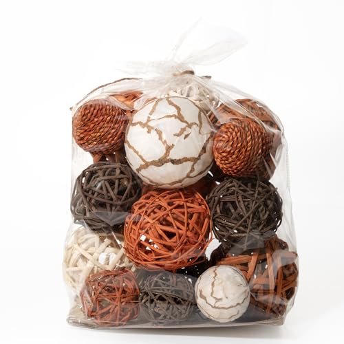 Image of ANDALUCA Large Decorative Vase Filler Bag with Orbs, Balls (Burnt Orange)