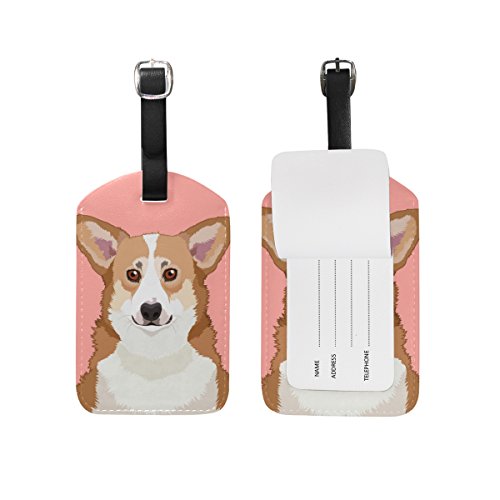 Gifts for Corgi Lovers  - feat.  My Daily Welsh Corgi Pembroke Dog Luggage Tag PU Leather Bag Tag Travel Suitcases ID Identifier Baggage Label 1 Piece