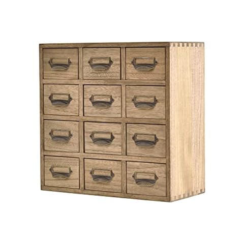 KIRIGEN Wooden Desk Storage Cabinet 12 Drawers Mini Chest with Metal Handles Desktop Organizer Storage Box for Home Office Dark Brown(12CG-DBR) Cover