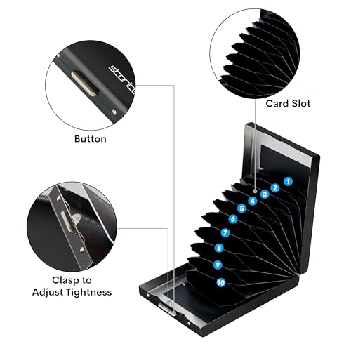 Storite 10 Slot RFID Blocking Vertical Metal Slim Credit Debit ATM Card Holder Wallet for Men and Women (Black-9.5 x 6.6 x 1.9 CM) 3 41ZTKSmiJ+L