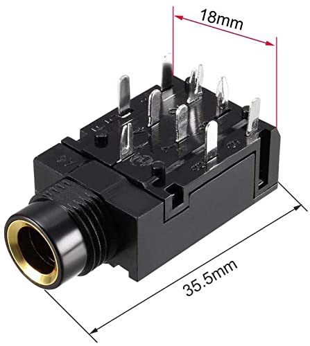 ZCZQC 6-polige Kopfhörerbuchse 6,35 Mm – 10 Stück, Stereo-Audioanschluss, Aus Kunststoff & Metall