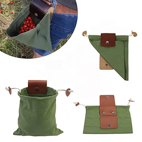 Canvas Foraging Pouch for Hiking, Durable Collapsible Bushcraft Waist Bag for Outdoors Camping, Easy Looping Around Belts - Image 2