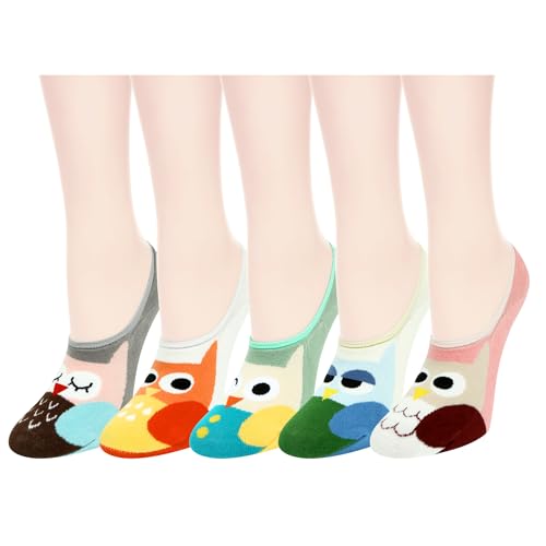 Image of Violet Mist Women No Show Socks Animal Patterned Low Cut Liner Socks Girls | Non Slip Invisible Socks, Novelty Funny Pattern Footies Flat Boat Socks Casual, Summer