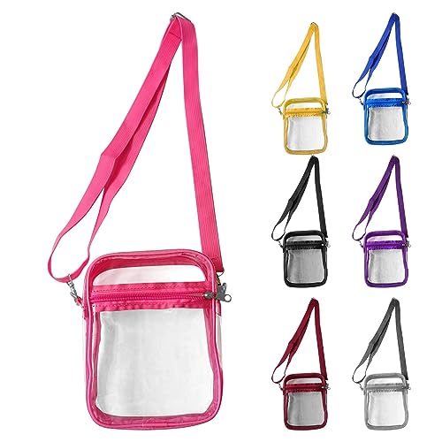 Clear Crossbody Purse Bag Clear Bag Stadium Approved Inner Pocket For Concerts Festivals Sports Events Hiking (Pink, A)2