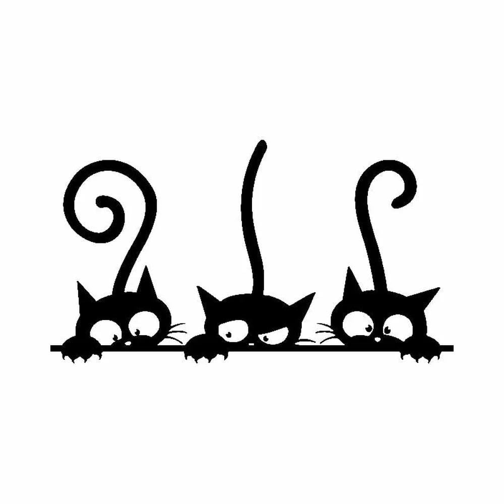 Lovely Cats Family Decor Car Sticker Automobiles Exterior Accessories Vinyl Decal(Black,15cm x 8.4cm)