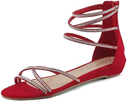 dream pairs women's ankle strap rhinestones low wedge sandals