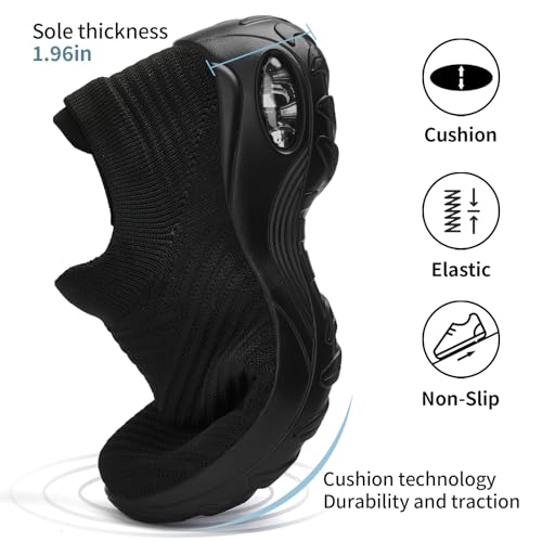 Walking Shoes Women Slip On Sock Sneakers Mesh Non Slip Shoes Air Cushion Platform Loafers2