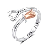 Step Forward S925 Sterling Silver Rose Adjustable Rings for Women Girls Mom Wife, Promise Ring I lov