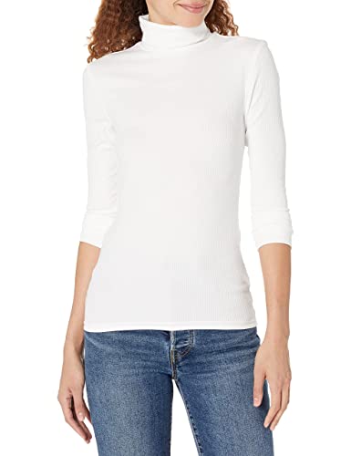 Image of Amazon Essentials Women's Slim-Fit Stretchy Layering Long Sleeve Knit Rib Turtleneck Top (Available in Plus Size), Pack of 2